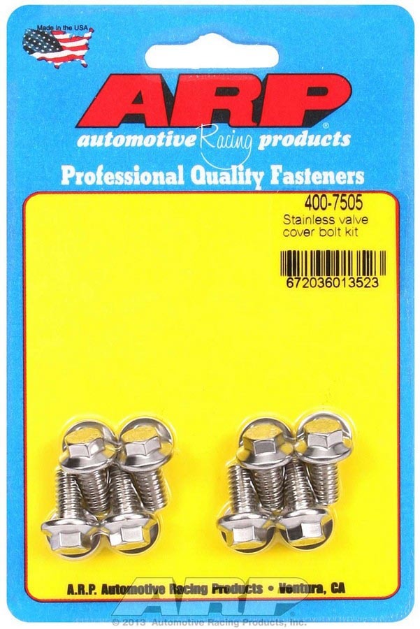 Auto Racing Products Engine Component S/S Valve Cover Bolt Kit 1/4in- 20 6pt. (8) 400-7505