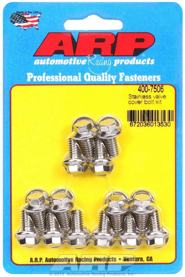 Auto Racing Products Engine Component S/S Valve Cover Bolt Kit 1/4in- 20 6pt. (14) 400-7506