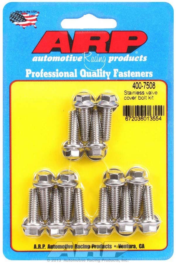 Auto Racing Products Engine Component S/S Valve Cover Bolt Kit 1/4in- 20 6pt. (14) 400-7508
