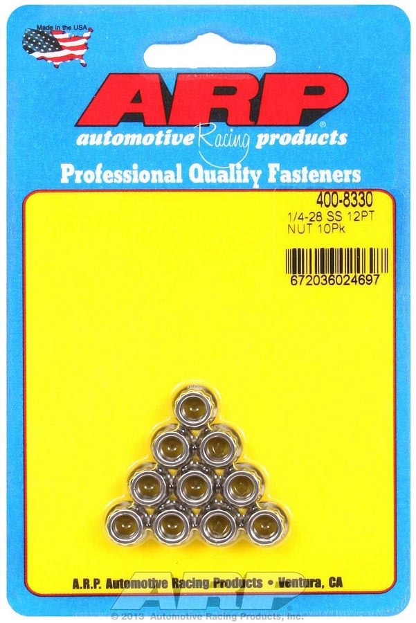 Auto Racing Products Automotive Hardware S/S 12pt. Nuts - 1/4-28 (10) 400-8330