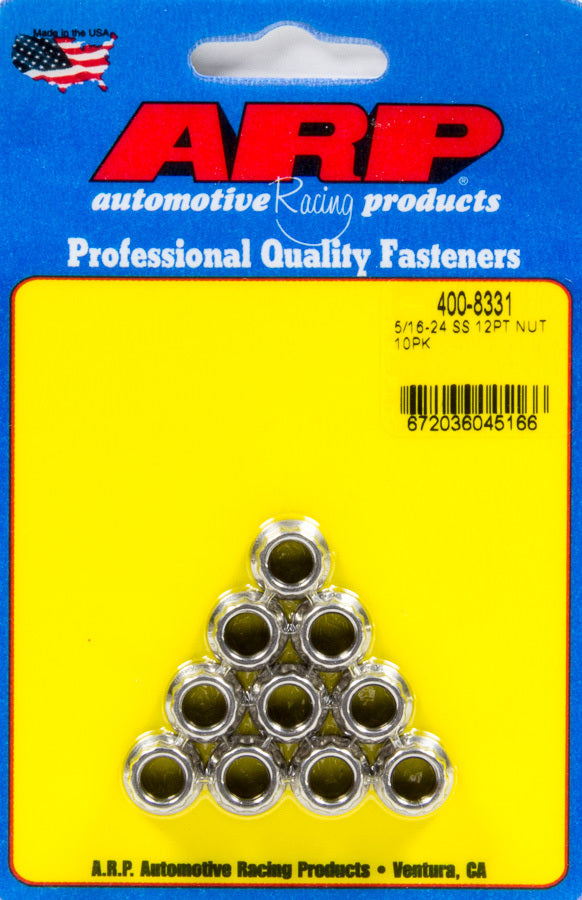 Auto Racing Products Automotive Hardware 5/16-24 SS 12pt Nut Kit (10pk) 400-8331