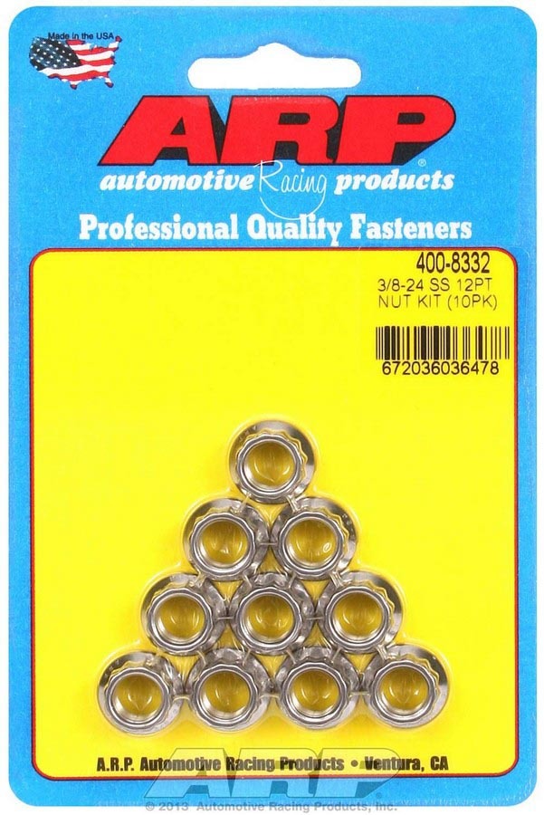 Auto Racing Products Automotive Hardware S/S 12pt. Nuts - 3/8-24 (10) 400-8332