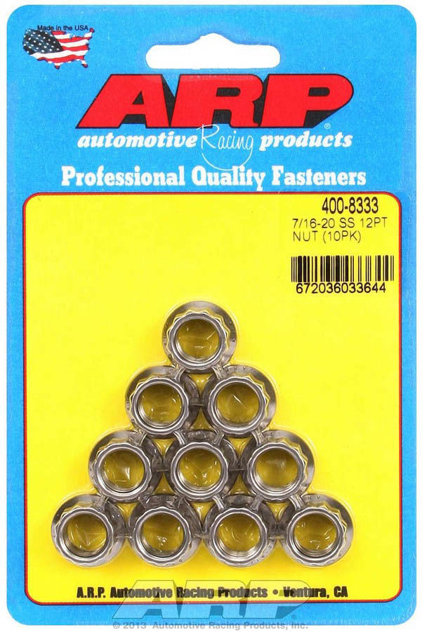 Auto Racing Products Automotive Hardware S/S 12pt. Nuts - 7/16-20 (10) 400-8333