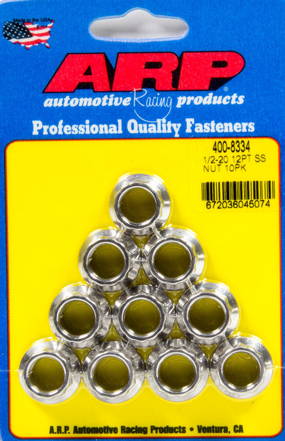 Auto Racing Products Automotive Hardware S/S 1/2-20 12pt. Nuts 10pk 400-8334