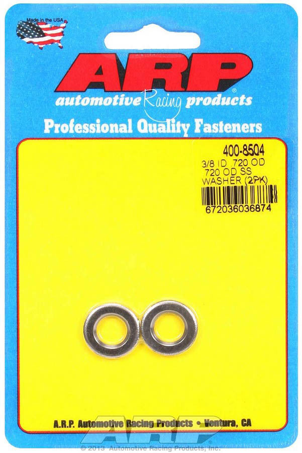 Auto Racing Products Automotive Hardware S/S Flat Washers - 3/8 ID x .715 OD (2pk) 400-8504