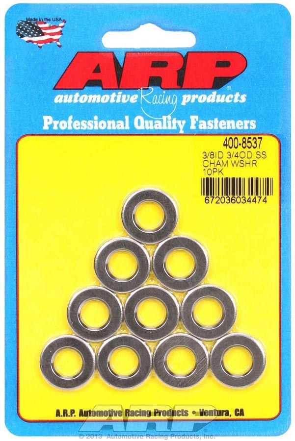 Auto Racing Products Automotive Hardware S/S Flat Washers - 3/8 ID x 3/4 OD (10) 400-8537
