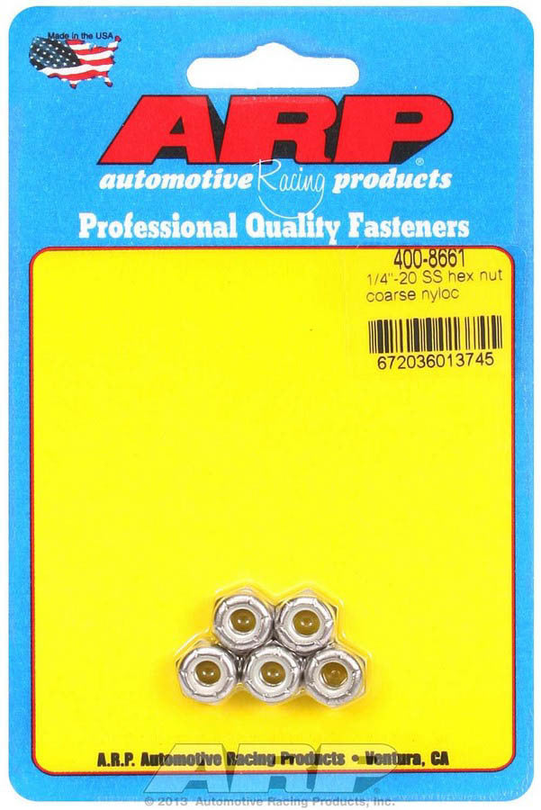 Auto Racing Products Automotive Hardware S/S Hex Nyloc Nuts 1/4-20 (5) 400-8661