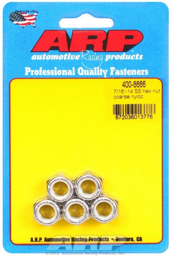 Auto Racing Products Automotive Hardware S/S Hex Nyloc Nuts 7/16-14 (5) 400-8666