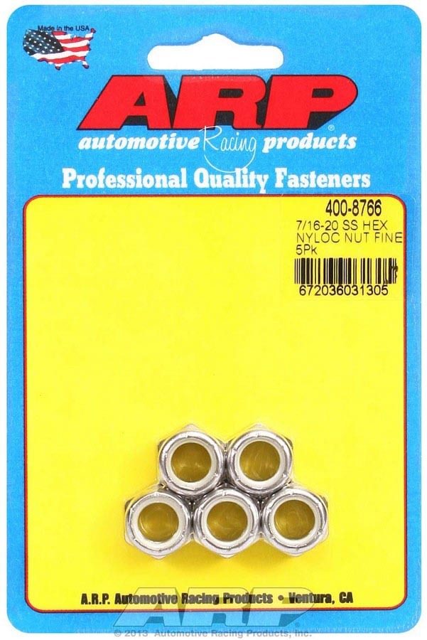 Auto Racing Products Automotive Hardware S/S 6pt. Fine Nyloc Nuts - 7/16-20 (5) 400-8766
