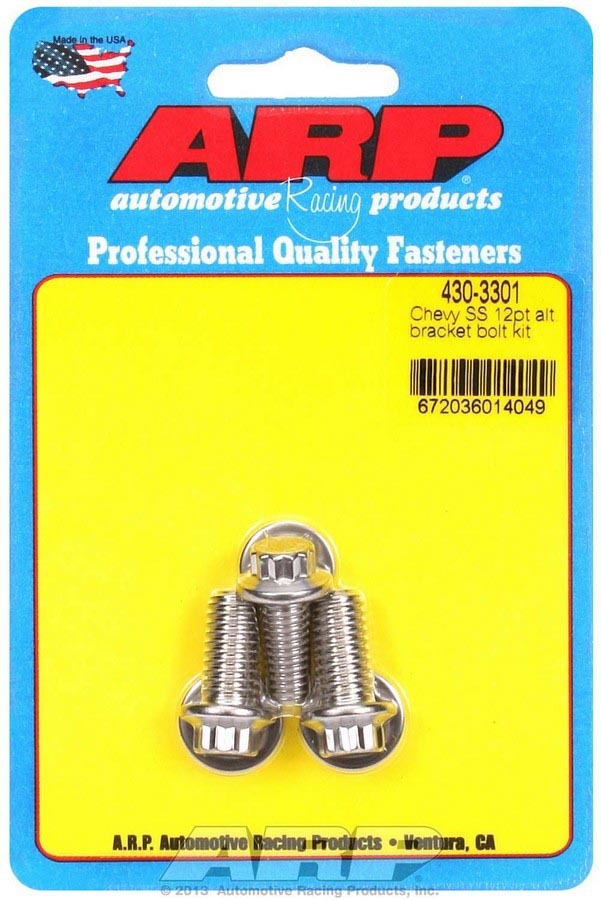 Auto Racing Products Automotive Hardware S/S Chevy Alternator Bracket Bolt Kit 12pt. 430-3301