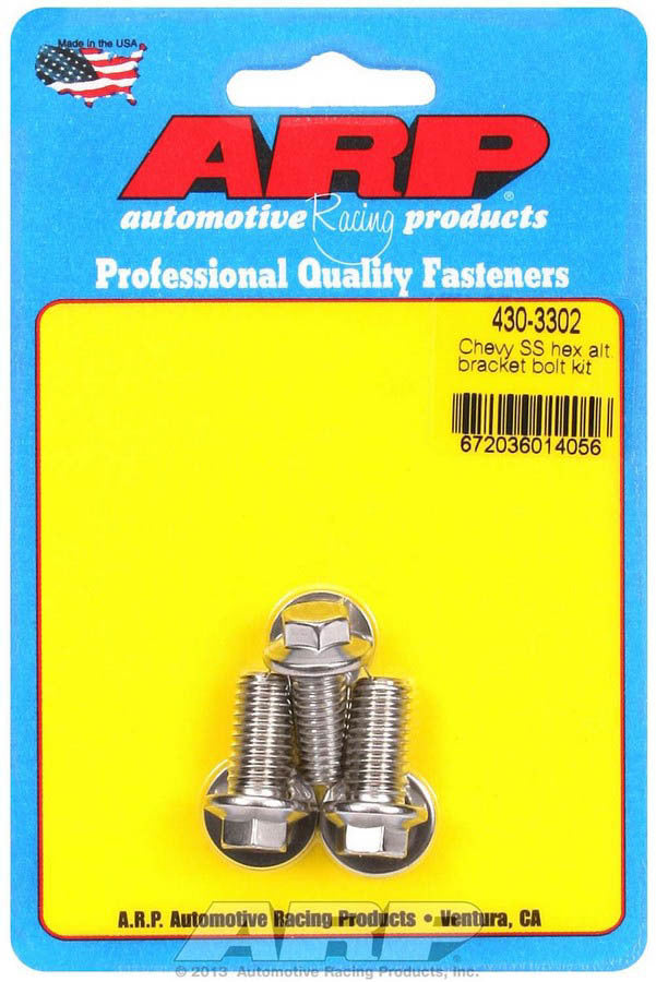 Auto Racing Products Automotive Hardware S/S Chevy Alternator Bracket Bolt Kit 6pt. 430-3302