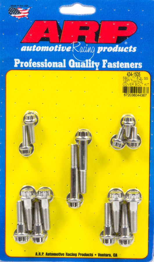 Auto Racing Products Engine Component Timing Cover Bolt Kit GM LT1 6.2L 12pt S/S 434-1505