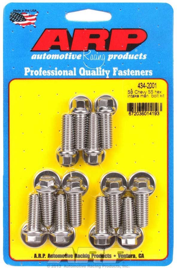 Auto Racing Products Engine Component SBC S/S Intake Bolt Kit 6pt. 434-2001