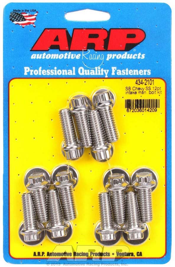 Auto Racing Products Engine Component SBC S/S Intake Bolt Kit 12pt. 434-2101