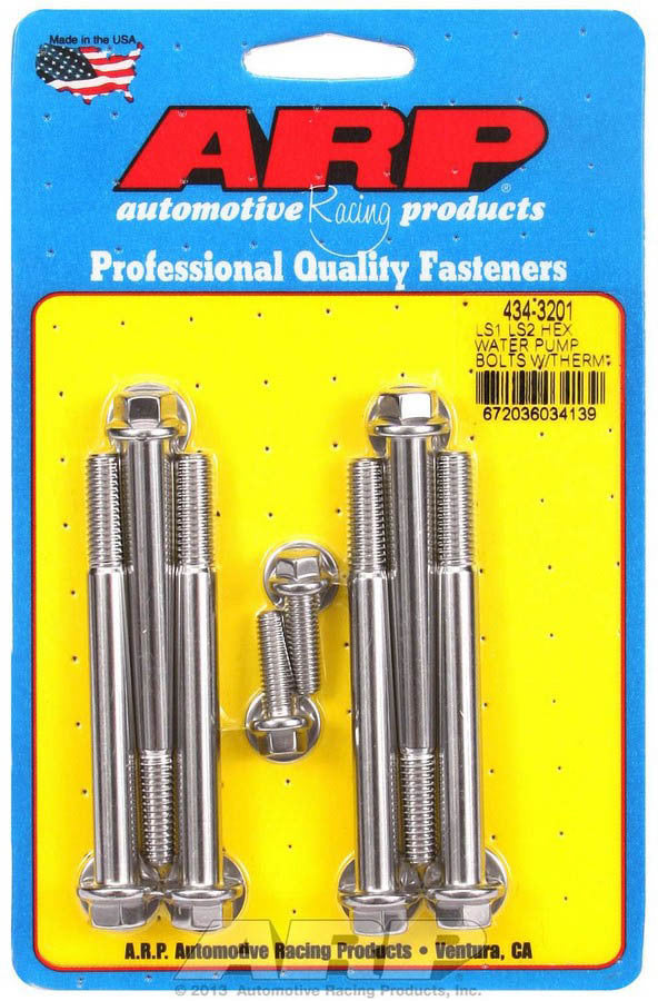 Auto Racing Products Cooling Component S/S W/P & Thermostat Hsg Bolt Kit - 6pt. LS1/LS2 434-3201