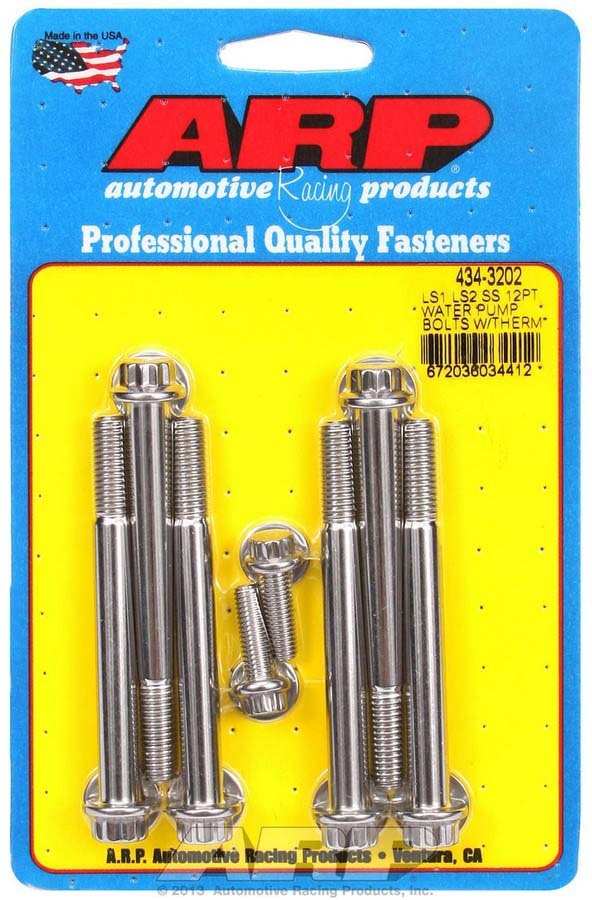 Auto Racing Products Cooling Component S/S W/P & Thermostat Hsg Bolt Kit - 12pt. LS1/LS2 434-3202