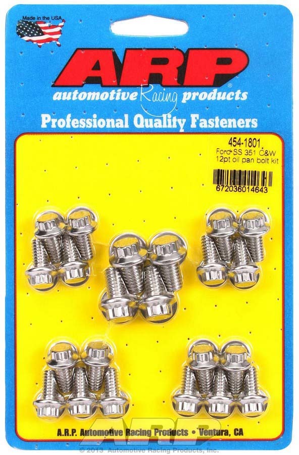 Auto Racing Products Engine Component Ford S/S Oil Pan Bolt Kit 12pt. 454-1801