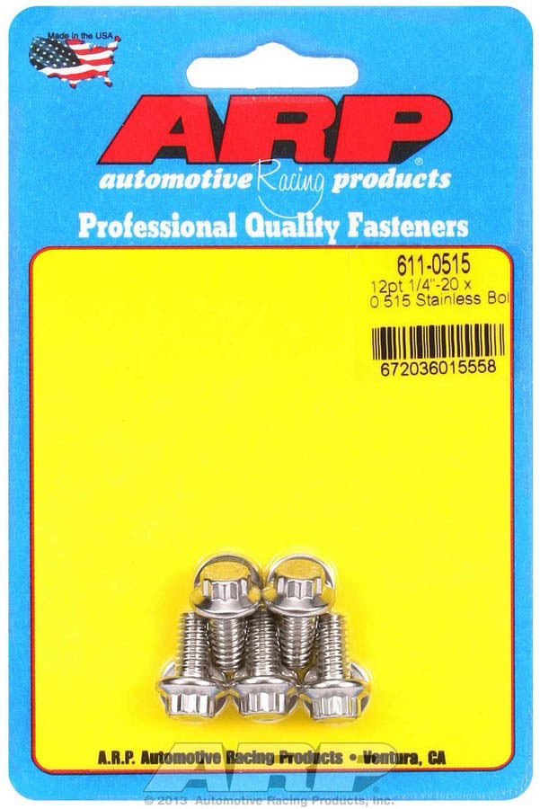 Auto Racing Products Automotive Hardware S/S Bolt Kit - 12pt. (5) 1/4-20 x .515 611-0515