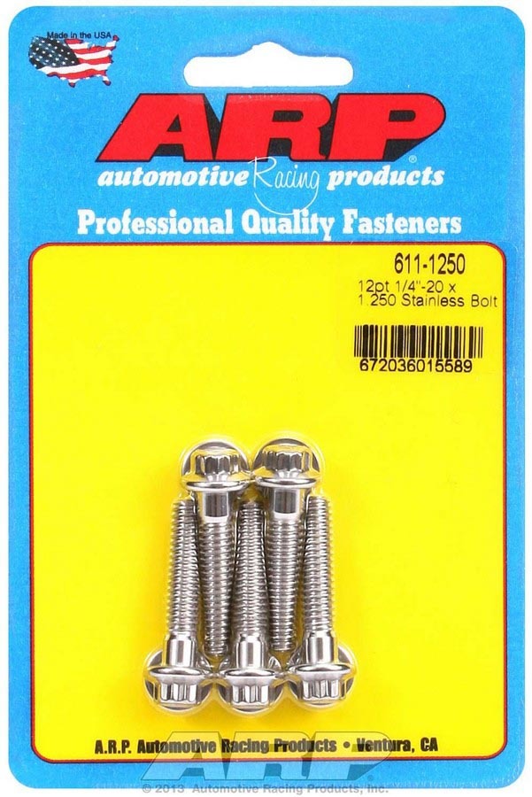 Auto Racing Products Automotive Hardware S/S Bolt Kit - 12pt. (5) 1/4-20 x 1.250 611-1250