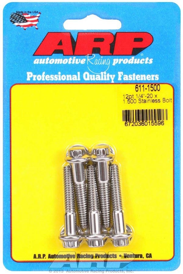 Auto Racing Products Automotive Hardware S/S Bolt Kit - 12pt. (5) 1/4-20 x 1.500 611-1500