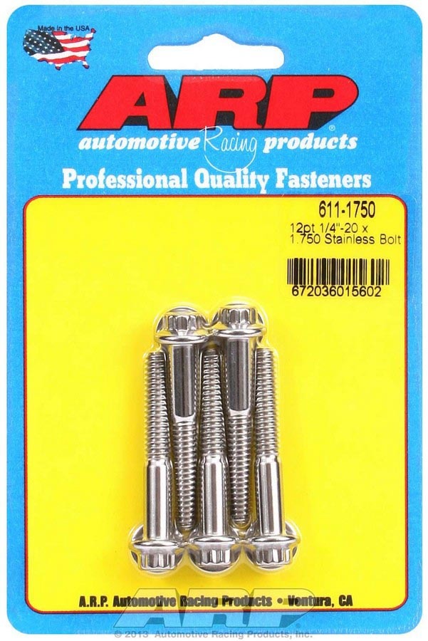 Auto Racing Products Automotive Hardware S/S Bolt Kit - 12pt. (5) 1/4-20 x 1.750 611-1750