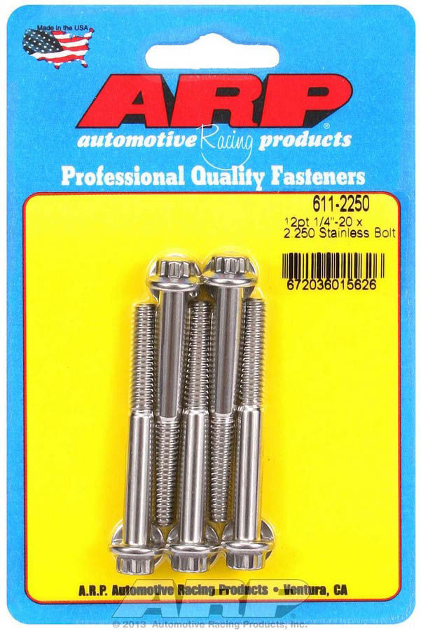 Auto Racing Products Automotive Hardware S/S Bolt Kit - 12pt. (5) 1/4-20 x 2.250 611-2250