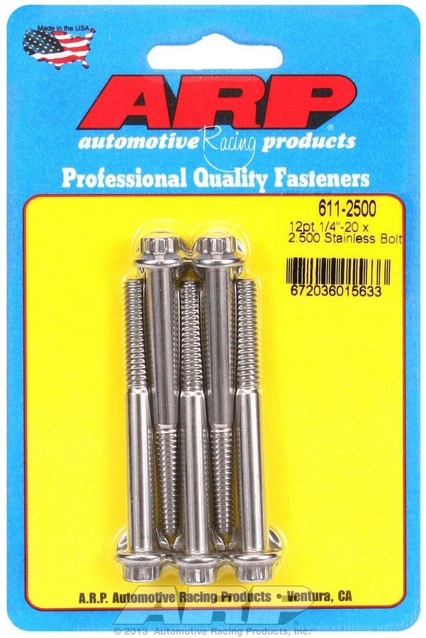 Auto Racing Products Automotive Hardware S/S Bolt Kit - 12pt. (5) 1/4-20 x 2.500 611-2500