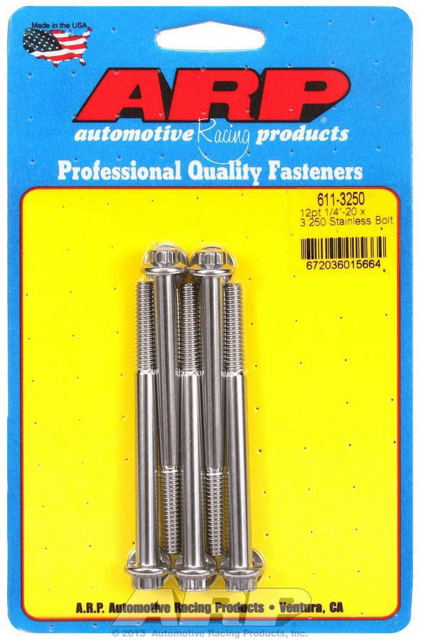 Auto Racing Products Automotive Hardware S/S Bolt Kit - 12pt. (5) 1/4-20 x 3.250 611-3250