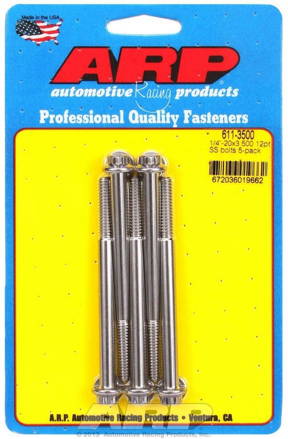 Auto Racing Products Automotive Hardware S/S Bolt Kit - 12pt. (5) 1/4-20 x 3.500 611-3500