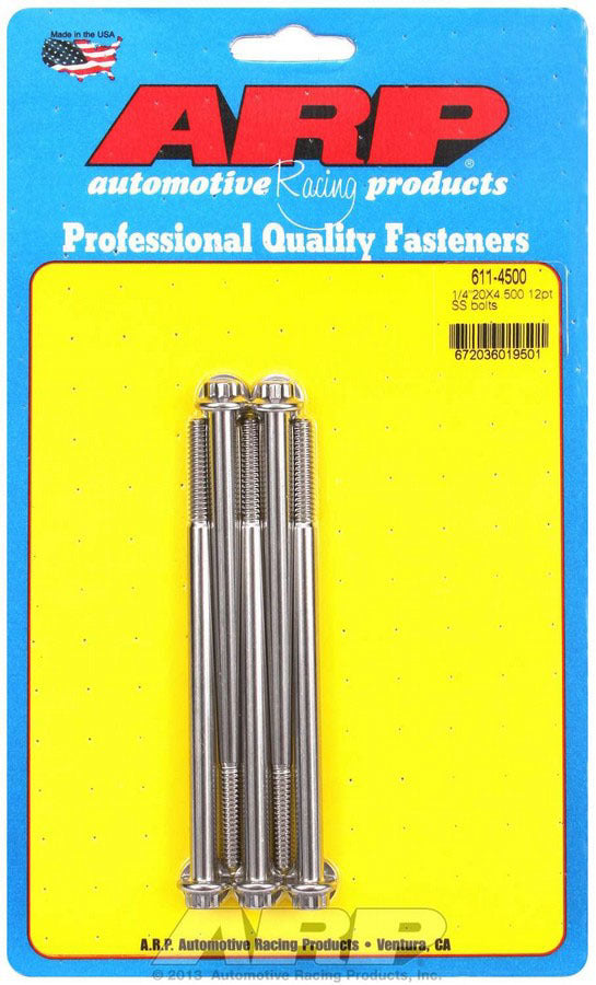 Auto Racing Products Automotive Hardware S/S Bolt Kit - 12pt. (5) 1/4-20 x 4.500 611-4500