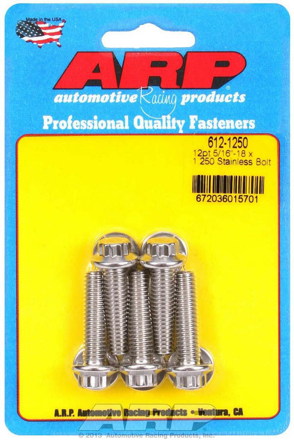 Auto Racing Products Automotive Hardware S/S Bolt Kit - 12pt. (5) 5/16-18 x 1.250 612-1250