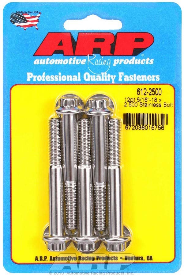 Auto Racing Products Automotive Hardware S/S Bolt Kit - 12pt. (5) 5/16-18 x 2.500 612-2500