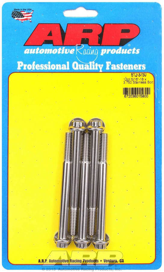 Auto Racing Products Automotive Hardware S/S Bolt Kit - 12pt. (5) 5/16-18 x 3.750 612-3750