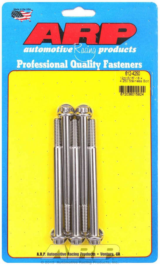 Auto Racing Products Automotive Hardware S/S Bolt Kit - 12pt. (5) 5/16-18 x 4.250 612-4250