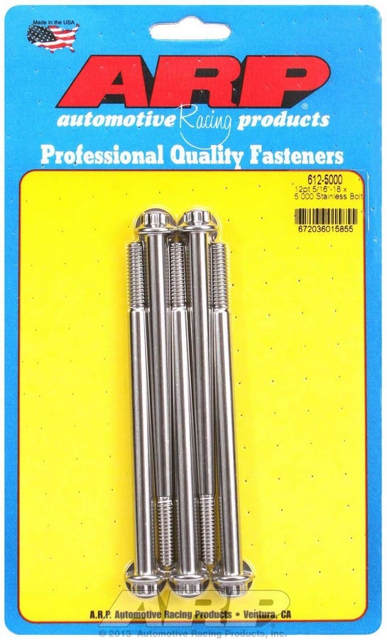 Auto Racing Products Automotive Hardware S/S Bolt Kit - 12pt. (5) 5/16-18 x 5.000 612-5000