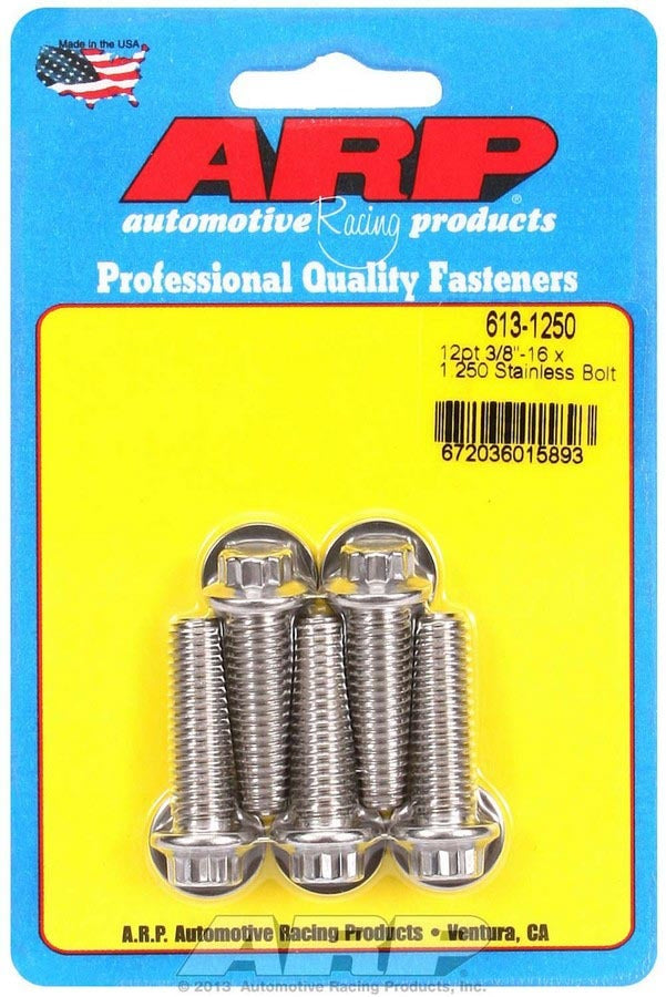 Auto Racing Products Automotive Hardware S/S Bolt Kit - 12pt. (5) 3/8-16 x 1.250 613-1250
