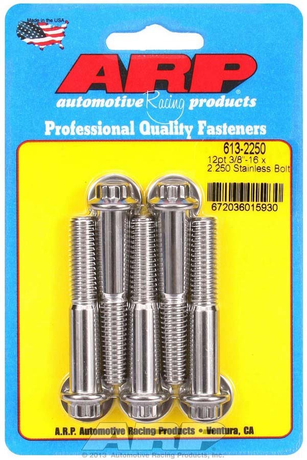 Auto Racing Products Automotive Hardware S/S Bolt Kit - 12pt. (5) 3/8-16 x 2.250 613-2250