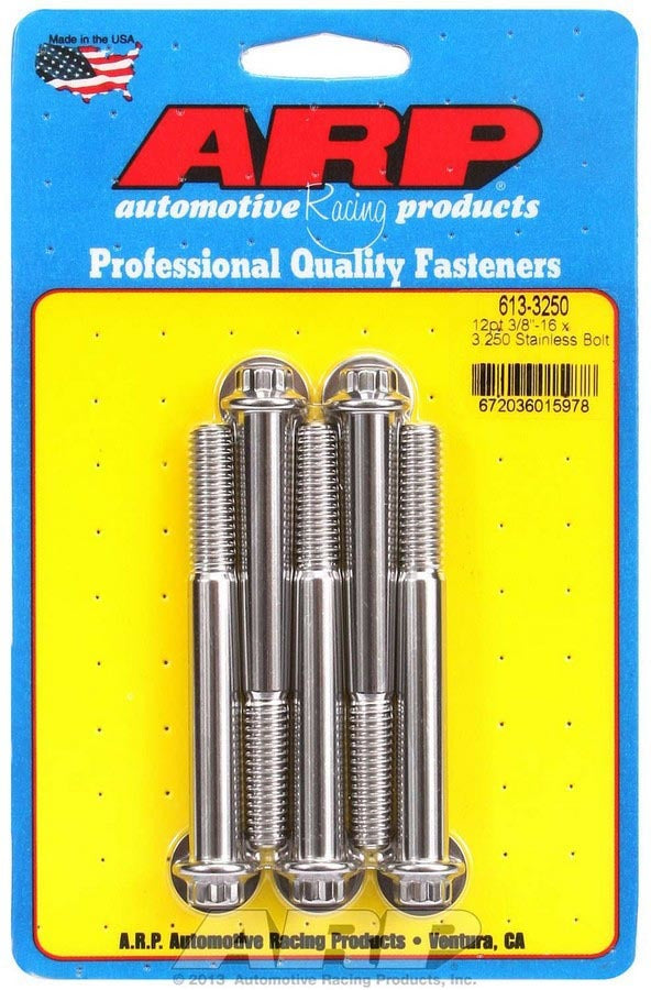 Auto Racing Products Automotive Hardware S/S Bolt Kit - 12pt. (5) 3/8-16 x 3.250 613-3250