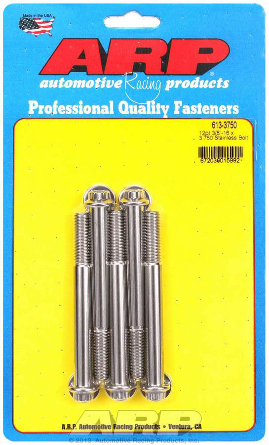 Auto Racing Products Automotive Hardware S/S Bolt Kit - 12pt. (5) 3/8-16 x 3.750 613-3750