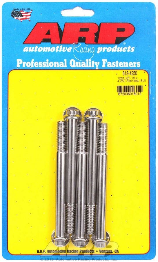 Auto Racing Products Automotive Hardware S/S Bolt Kit - 12pt. (5) 3/8-16 x 4.250 613-4250