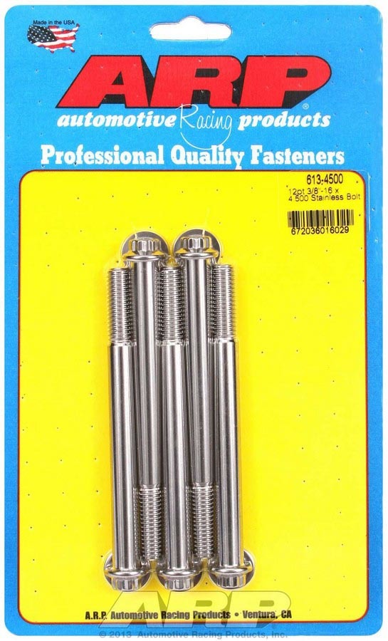 Auto Racing Products Automotive Hardware S/S Bolt Kit - 12pt. (5) 3/8-16 x 4.500 613-4500