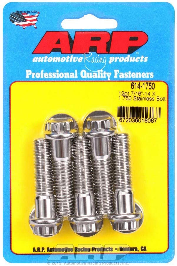 Auto Racing Products Automotive Hardware S/S Bolt Kit - 12pt. (5) 7/16-14 x 1.750 614-1750