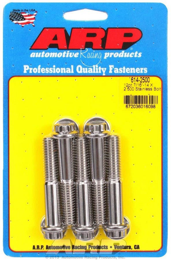 Auto Racing Products Automotive Hardware S/S Bolt Kit - 12pt. (5) 7/16-14 x 2.500 614-2500