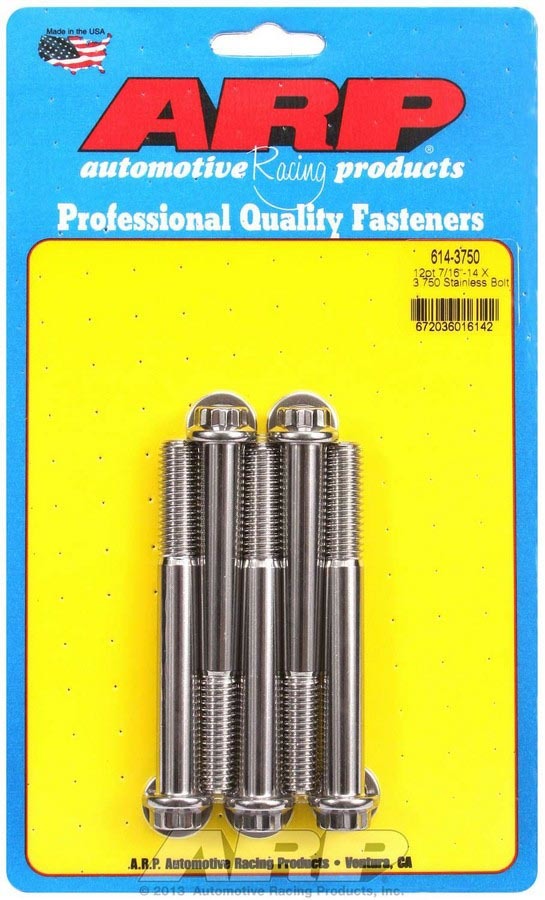 Auto Racing Products Automotive Hardware S/S Bolt Kit - 12pt. (5) 7/16-14 x 3.750 614-3750