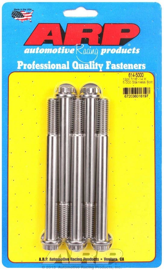 Auto Racing Products Automotive Hardware S/S Bolt Kit - 12pt. (5) 7/16-24 x 5.000 614-5000