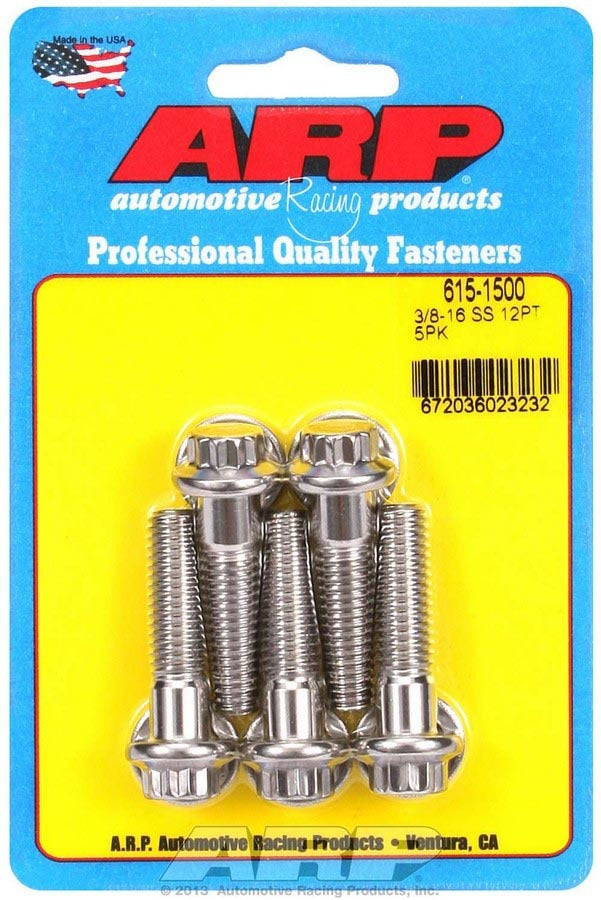 Auto Racing Products Automotive Hardware S/S Bolt Kit - 12pt. (5) 3/8-16 x 1.500 615-1500