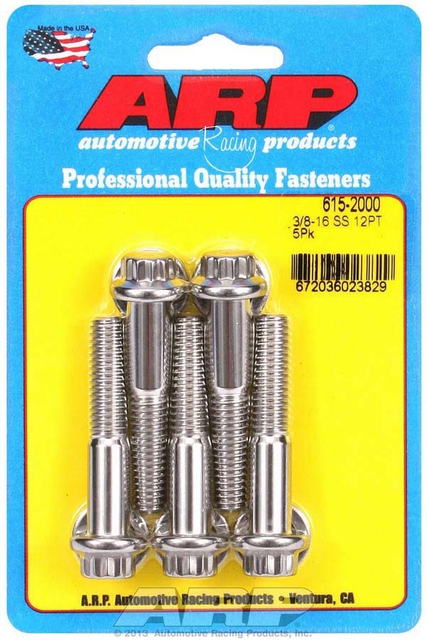 Auto Racing Products Automotive Hardware S/S Bolt Kit - 12pt. (5) 3/8-16 x 2.000 615-2000