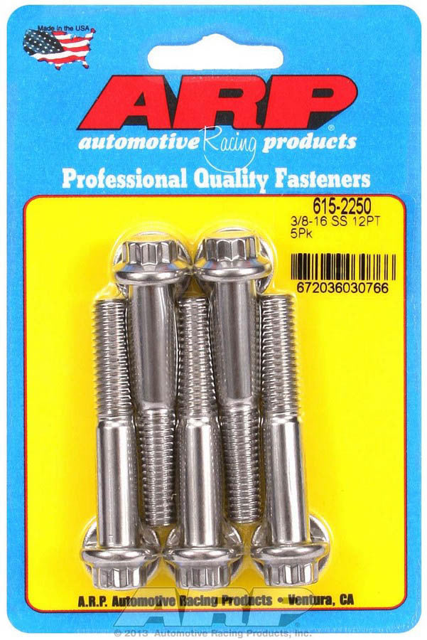 Auto Racing Products Automotive Hardware S/S Bolt Kit 12pt 5pk 3/8-16 x 2.250 615-2250