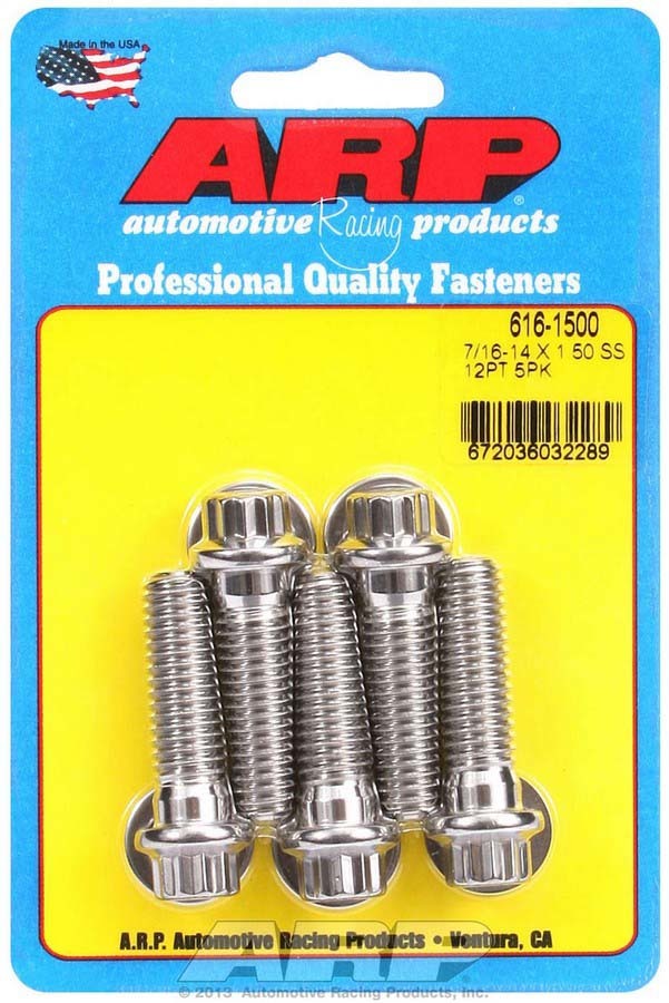 Auto Racing Products Automotive Hardware S/S Bolt Kit - 12pt. (5) 7/16-14 x 1.500 616-1500