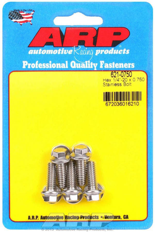 Auto Racing Products Automotive Hardware S/S Bolt Kit - 6pt. (5) 1/4-20 x .750 621-0750